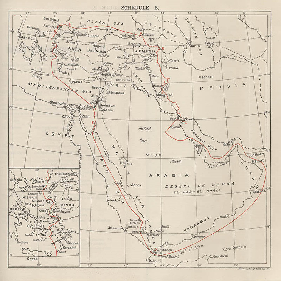 Kırmızı Çizgi Anlaşması'nın orijinal haritası. 