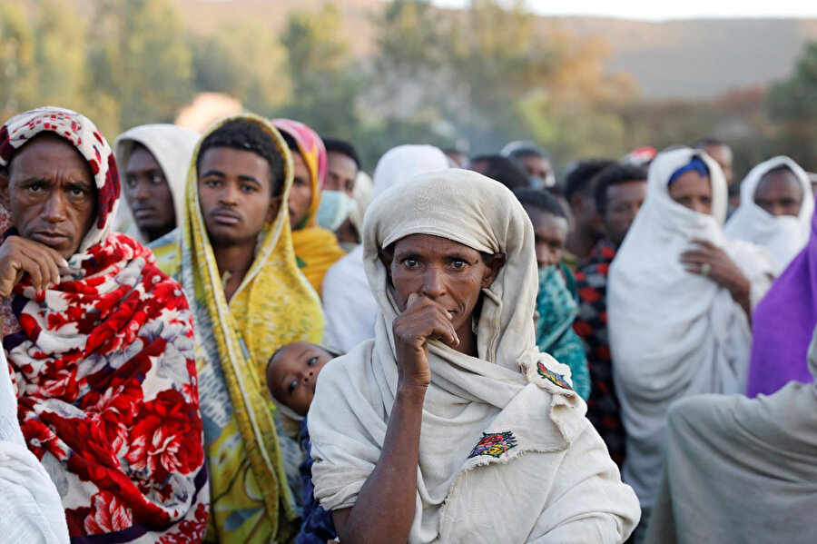 Evinden olan Etiyopyalılar oldukça zor şartlara mahkum olmuş durumda. 
