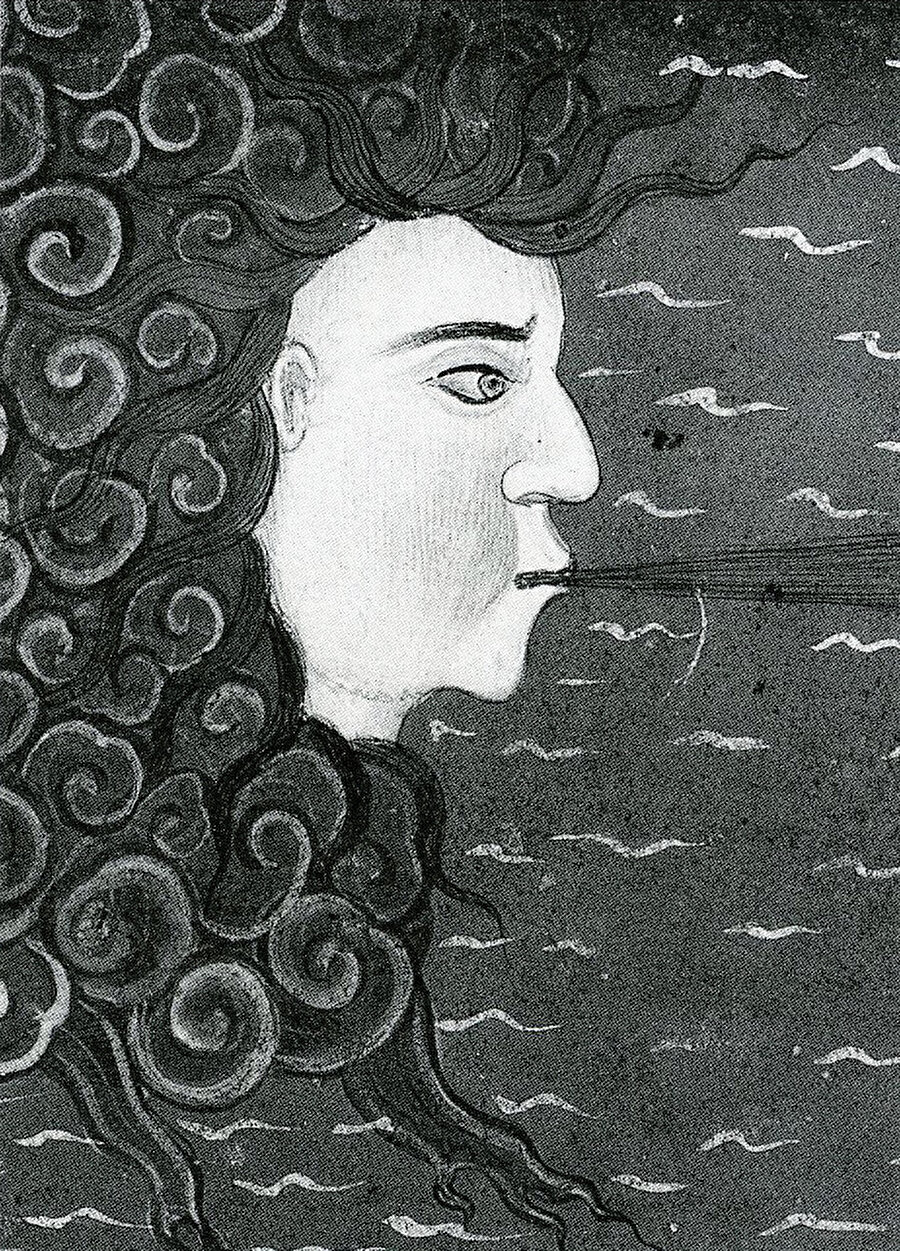 » Rüzgârın küçük kardeşi:
Hapşırık kimi zaman vücudun ürettiği bir tür kısıtlı ve kısa süreli rüzgâr olarak da kabul edilebilir. Bu çizimde, hapşırığın rüzgarla kardeşliği tasvir edilirken, kimi zaman tehlikeli de olabilen bu serin esinti tanrıçaların bir laneti olarak değerlendirilmiş. 