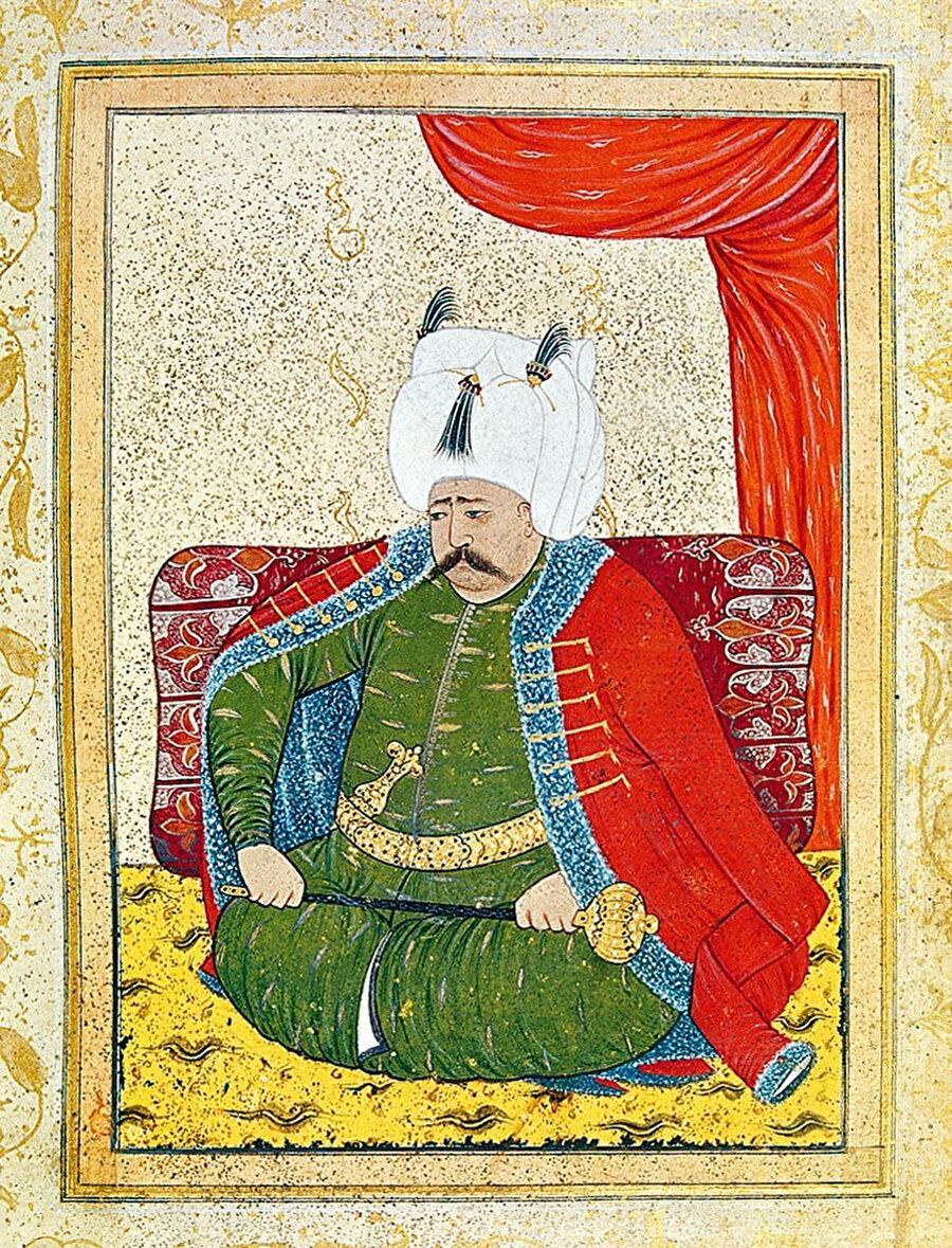 Levnî tarafından yapılan Yavuz Sultan Selim tasviri.
