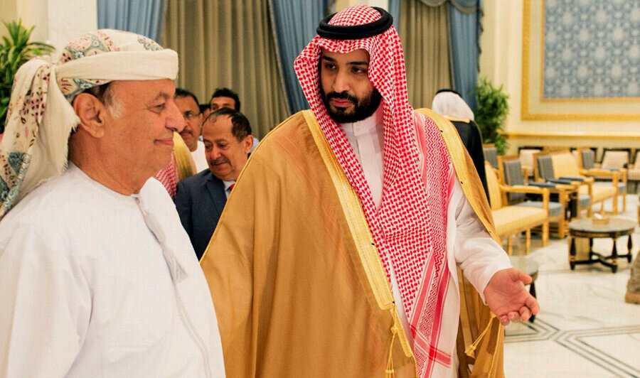 Suudilerin desteklediği Yemen Devlet Başkanı Abdurabbi Mansur Hâdî (solda) ve Suudi Arabistan Veliaht Prensi Muhammed bin Selman.n
