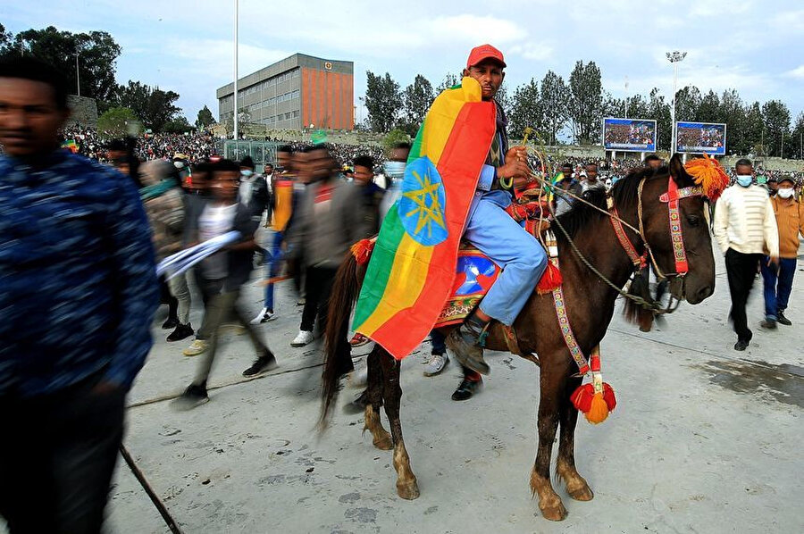 Başken Addis Ababa'da hükümet yanlısı gösteriler.