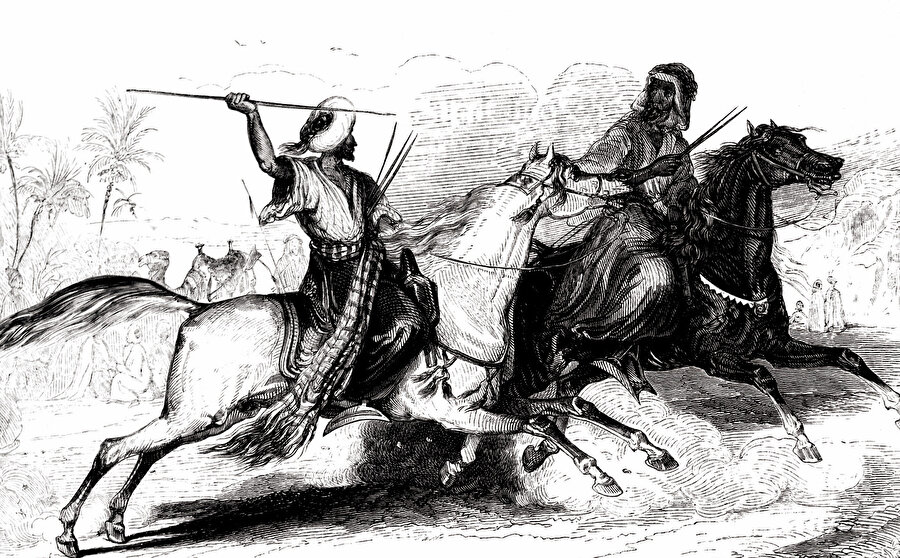 » Memluklar savaş meydanında: Mercidabık’ta Osmanlı ordusuyla karşı karşıya gelen Memluk askerlerini savaş meydanında tasvir eden bir gravür. Savaşçı özellikleriyle tanınan Memluk askerleri Osmanlı orduları karşısında kısa sürede dağılmıştı. 