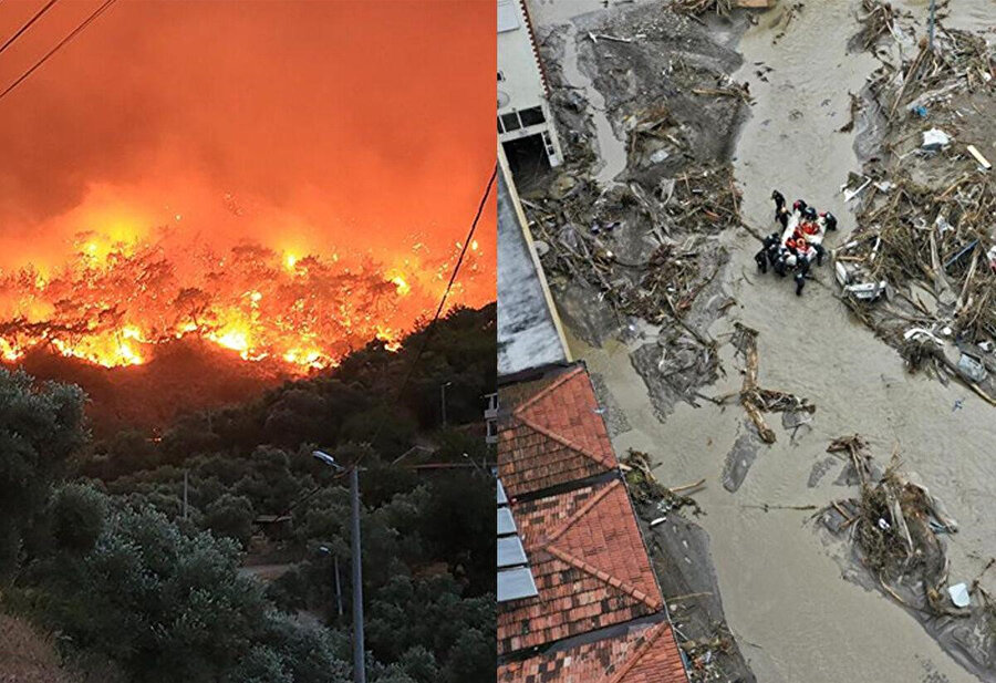 Ege'de yangın, Karadeniz'de sel