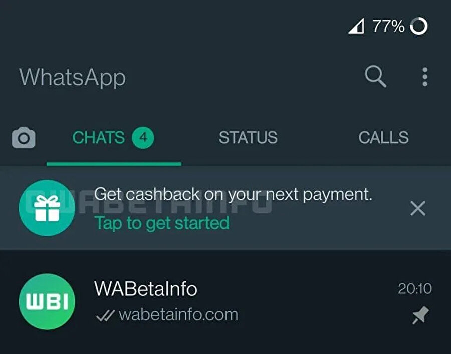 WhatsApp Payment'ten alınan ekran görüntüsü