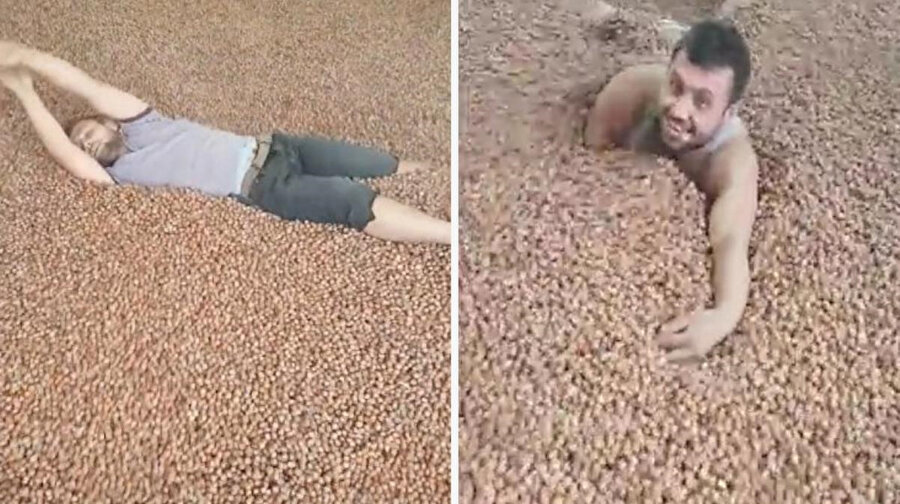 TikTok kullanıcısı fındık içinde yüzdü