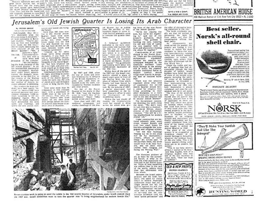 The New York Times’ın 29 Mayıs 1971 tarihli sayısında yer alan “Jerusalem's Old Jewish Quarter Is Losing Its Arab Character” başlıklı yazıda, Ağlama Duvarı’nın İslâmî hüviyetini yok etmek için Yahudiler tarafından yapılan faaliyetlerden bahseder.
