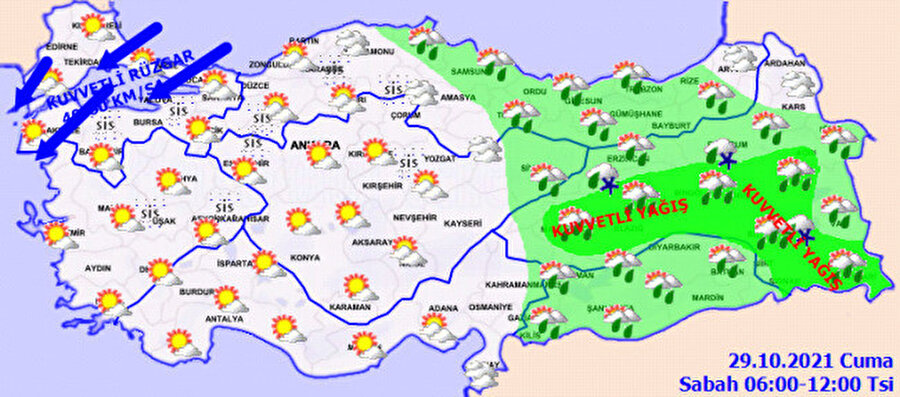 Meteoroloji'nin son hava durumu haritası