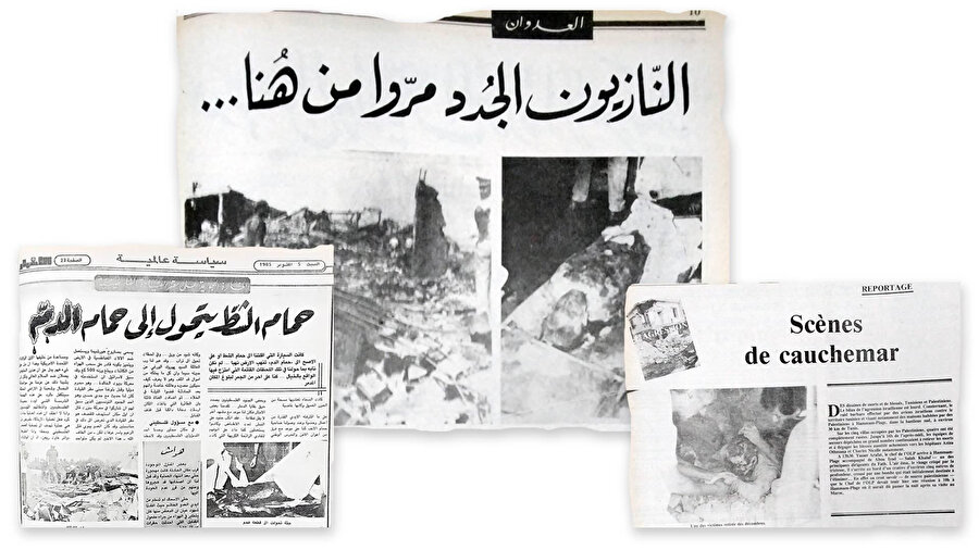 1 Ekim 1985 günü, İsrail savaş uçakları FKÖ’nün başkent Tunus yakınlarındaki merkez karargâhını bombaladı. / Fotograf: Tunus Ulusal Arşivleri.