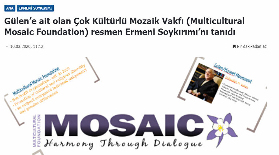 Mason Gülen’e ait olan Çok Kültürlü Mozaik Vakfı (Multıcultural Mosaıc Foundatıon).