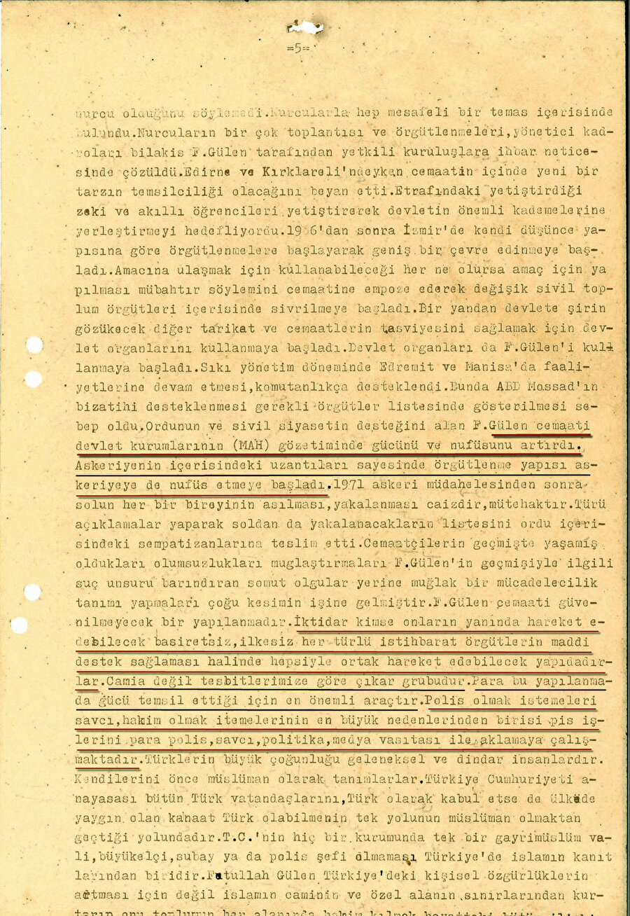 Sıkıyönetim Komutanlığı “Teokratik Devleti Savunan Örgütler Yapılanmalar Raporu” FETÖ bölümü.