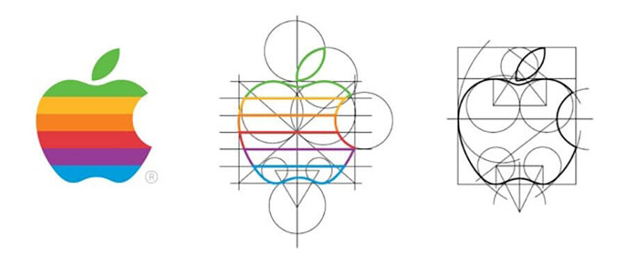Apple logosunun tasarım aşamaları.