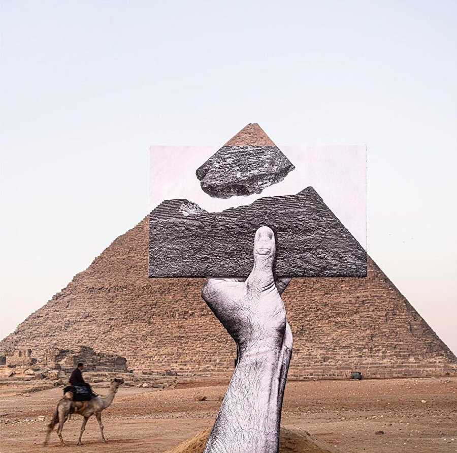 Giza Piramidi'nde bir enstalasyon...