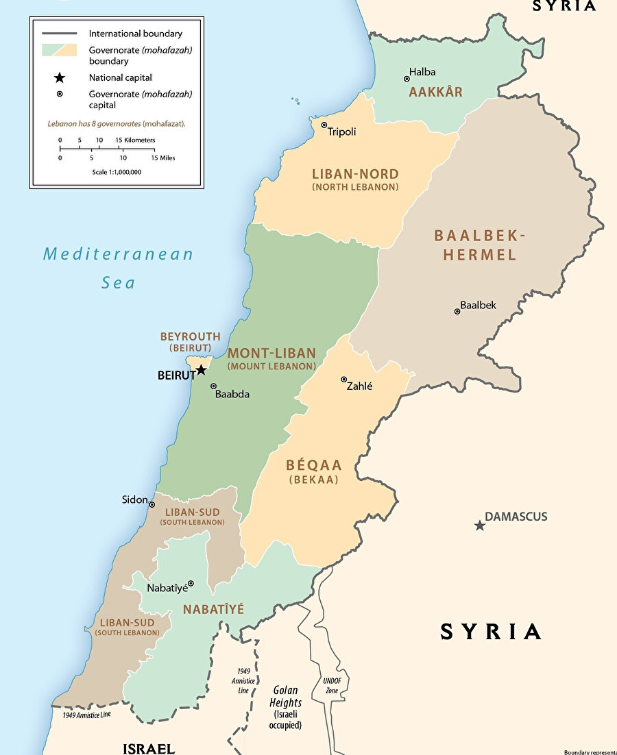Lübnan haritası.