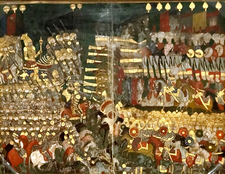 Mohaç Muharebesi'ni gösteren bir Osmanlı minyatürü.