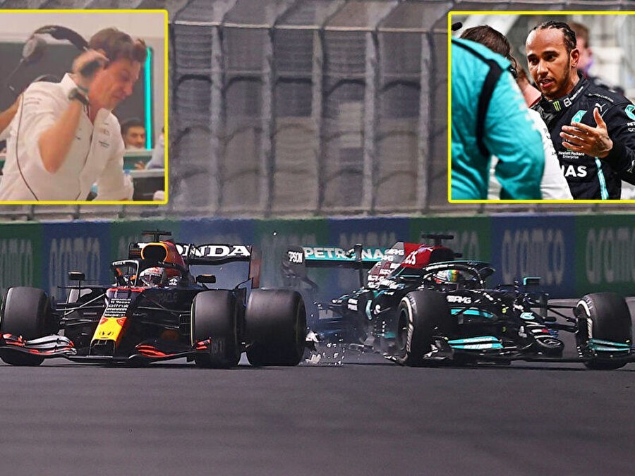 Hamilton ve Verstappen çarpışma anı
