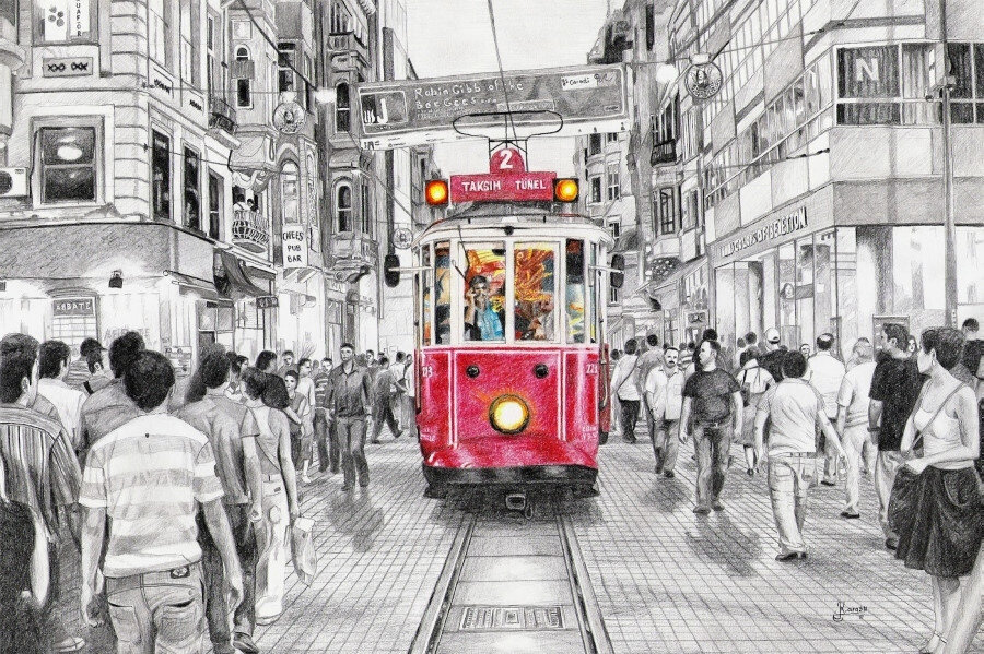 Galata Köprüsü'nden sonra İstiklal'e doğru geçiyorum.   Yüksek Kaldırım Caddesi'ni kullanamam, o cadde oldukça riskli, okuldan biri görse yanlış anlayabilir. 