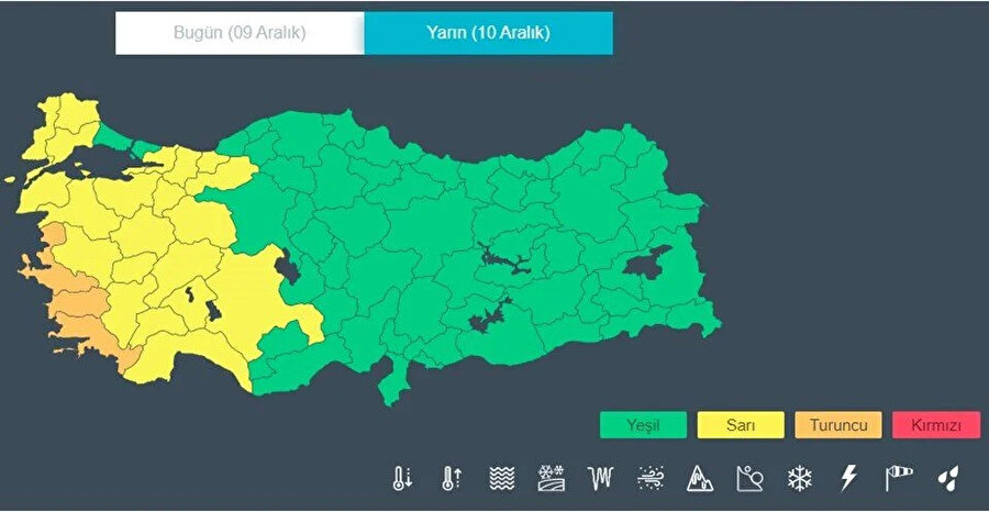 Meteoroloji'nin uyarı haritası
