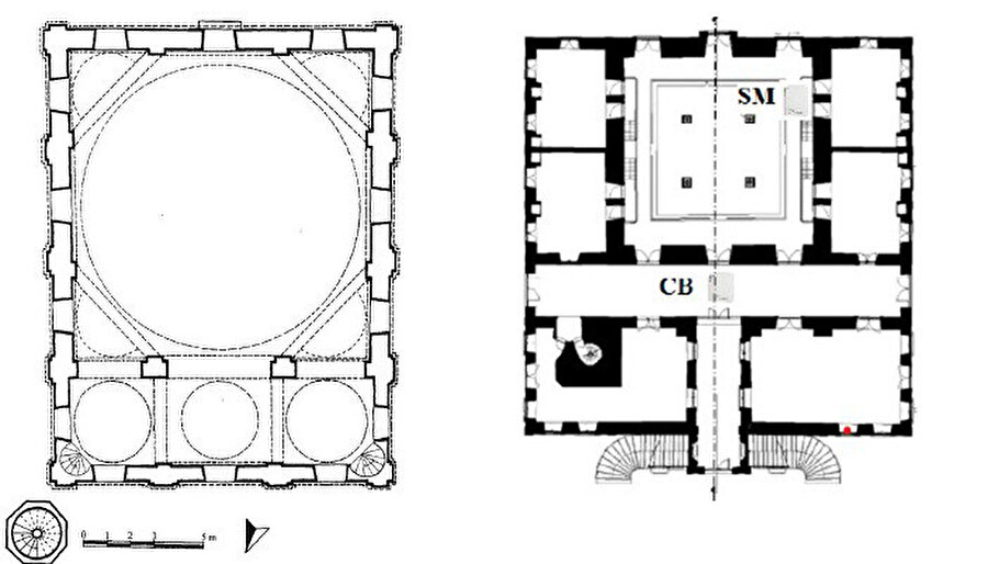 Salepçioğlu Camii ve Medresenin Planı (Cami planı: E. Albaş’dan işlenerek İ.K. Ersoy’dan, Medrese planı: K. S. M Bughrara’dan)