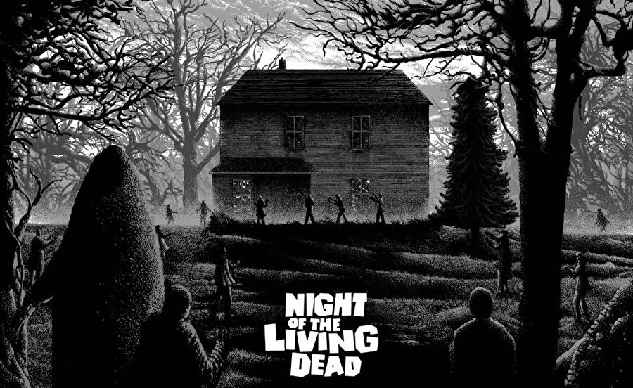  Romero'nun 1968 yapımı Night of the Living Dead -Yaşayan Ölülerin Gecesi filmini hatırladım. Oradakiler zombiydi. 