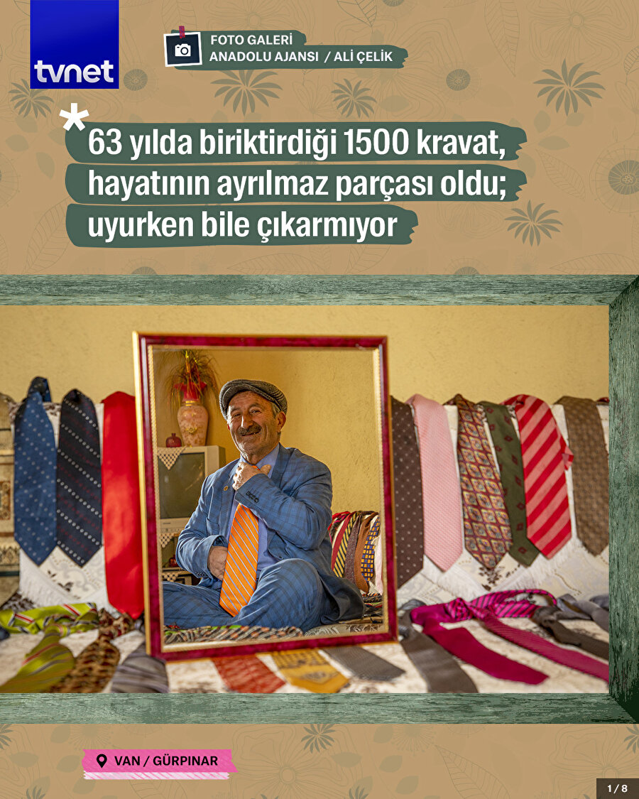 63 yılda biriktirdiği 1500 kravat, hayatının ayrılmaz parçası oldu