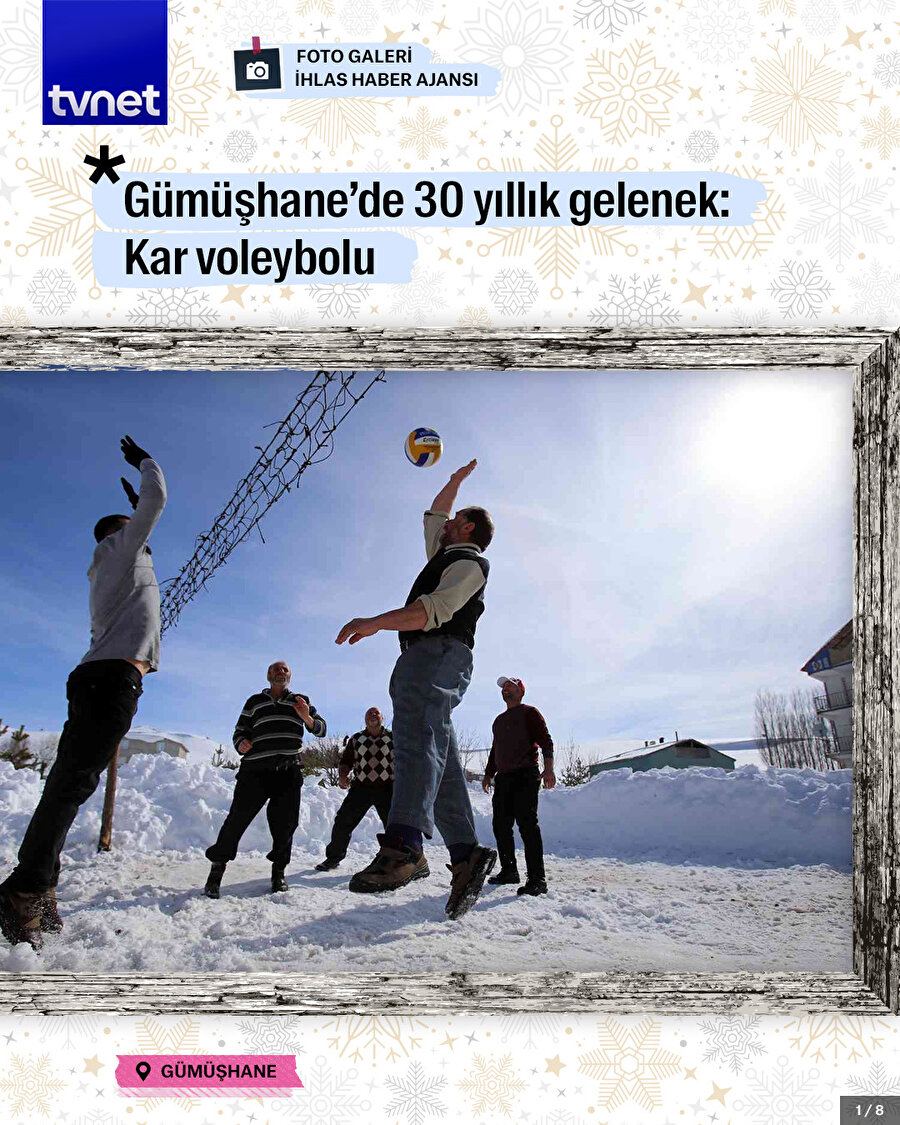 Yenice Köyü’nde 30 yıldır her kış kar voleybolu oynanıyor