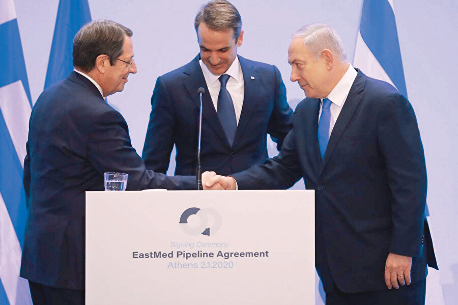 Netanyahu, Anastasiadis ve Mitçotakis East Med anlaşmasını böyle kutlamıştı.