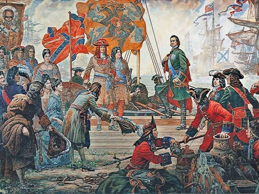 Rusya İmparatorluğu’nun kurucusu I. Pyotr (Büyük Petro), St. Petersburg’un kuruluşu sırasında resmedilmiş.