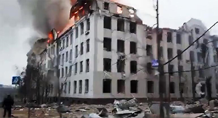 Vurulan Karazin Ulusal Üniversitesi'nden bir görüntü