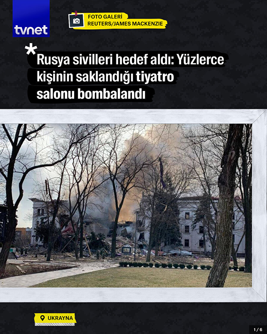 Rus ordusu, sivillerin saklandığı Mariupol Dram Tiyatrosu'nu bombaladı