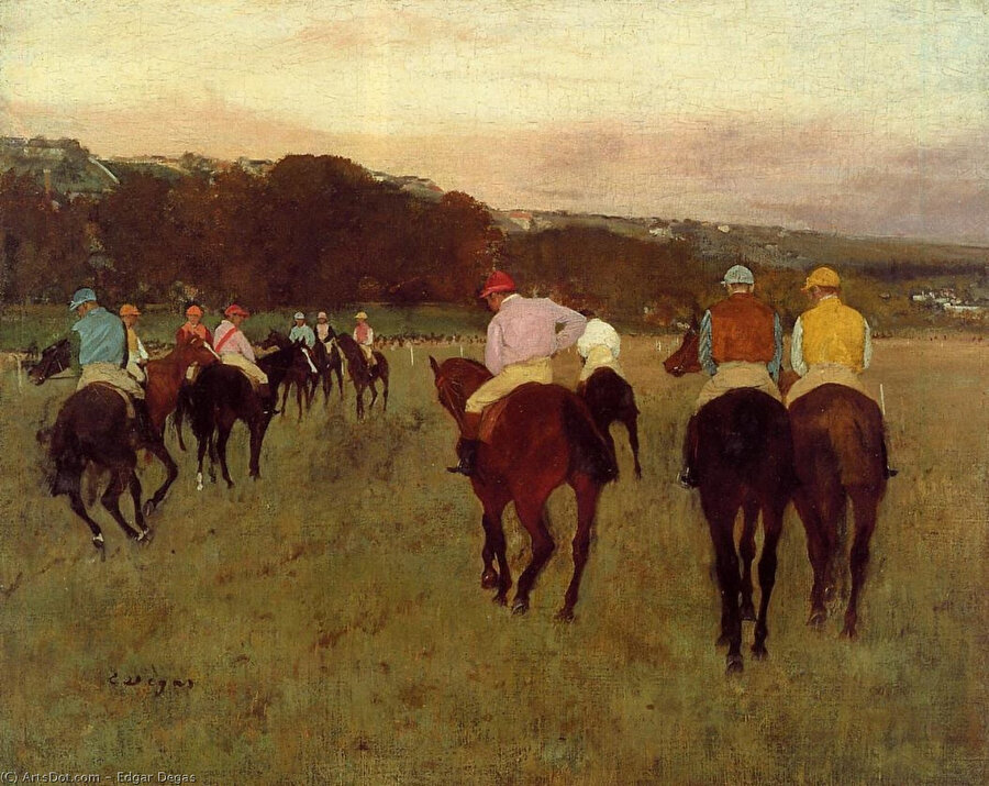 Longchamp Hipodromu (Racehorses at Longchamp), 1873-75.