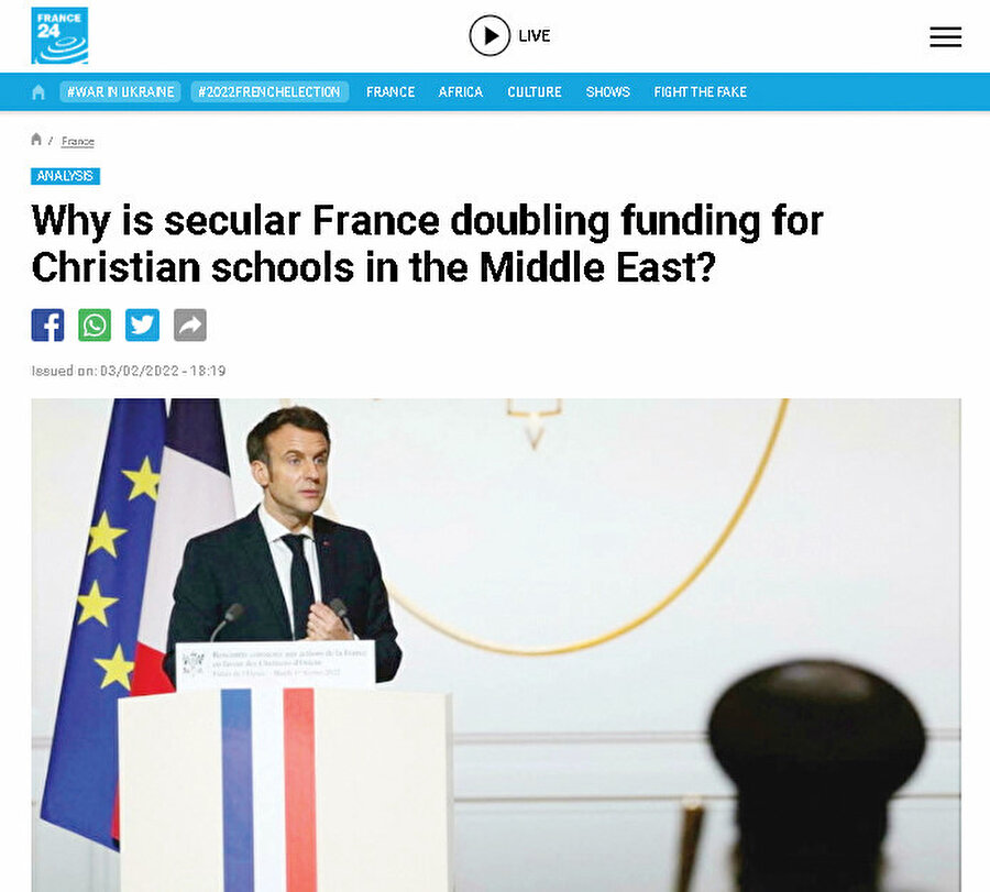 Laik Fransa niçin Ortadoğu'daki Hristiyan okullara yaptığı yardımı iki misline çıkarıyor.