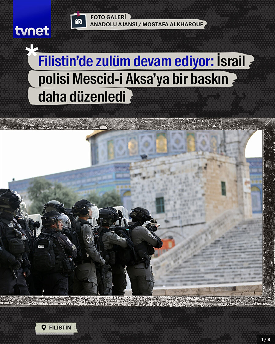 Filistin’de zulüm devam ediyor: İsrail polisi Mescid-i Aksa’ya bir baskın daha düzenledi