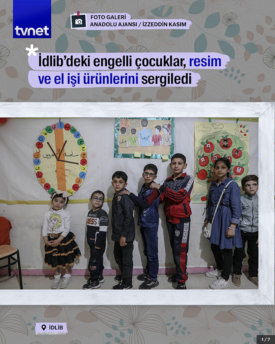 İdlib’deki engelli çocuklar, resim ve el işi ürünlerini sergiledi