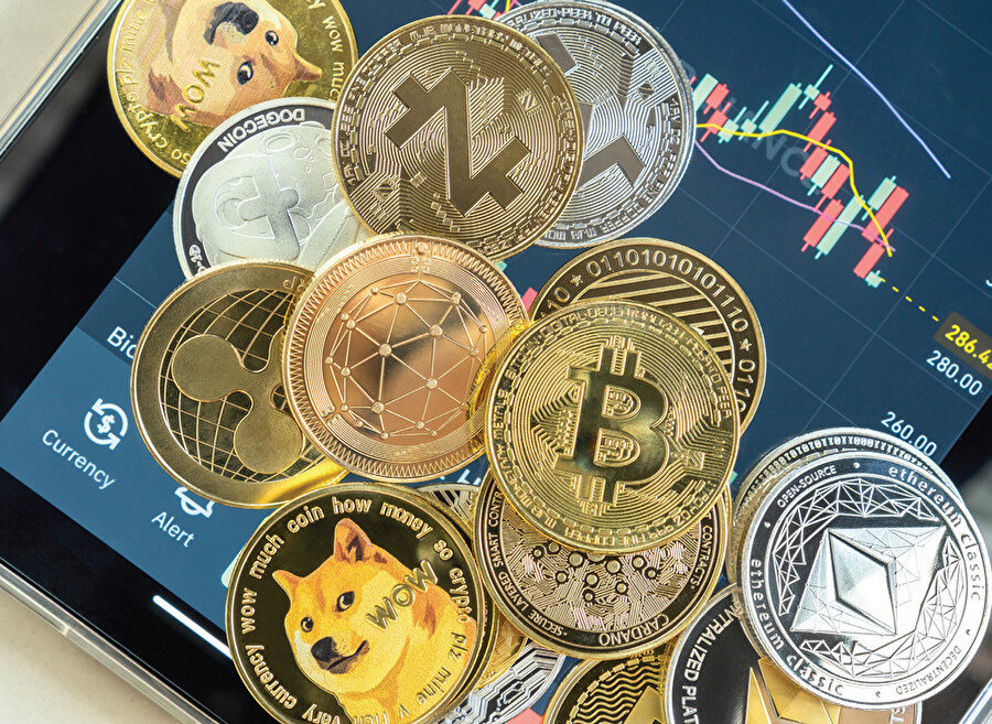 Kripto paraların sembolleri.