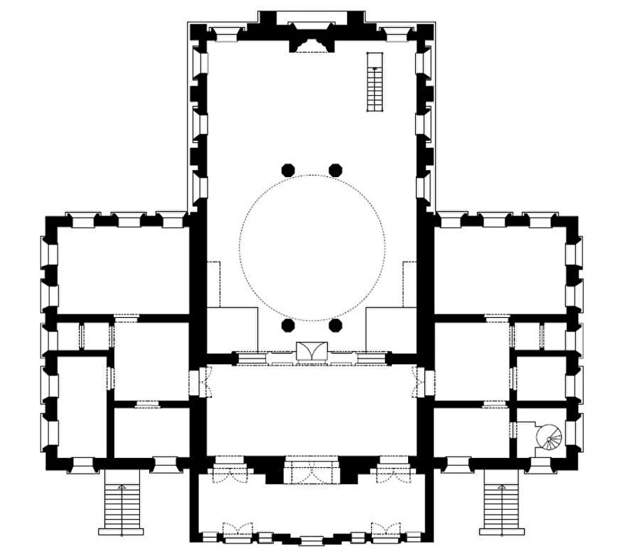 Yıldız Hamidiye Camii Planı (Plan: S. Yücel çiziminde işlenerek Gözde Alkan’dan alınmıştır.)