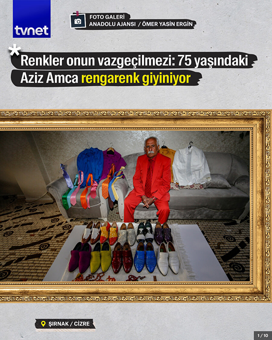 Renkler onun vazgeçilmezi: 75 yaşındaki Aziz Amca rengarenk giyiniyor