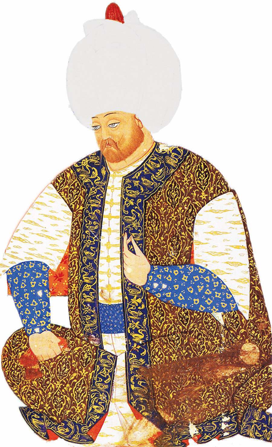 » Âlicenap bir hükümdar: Sultan II. Selim, etrafında her zaman âlim ve şairlerin bulunmasını ister, onlara karşı çok cömert davranarak çeşitli ihsanlarda bulunurdu. Solda Nakkaş Osman’ın Şemâ’ilnâme adlı eserinde bulunan bir II. Selim portresi. 