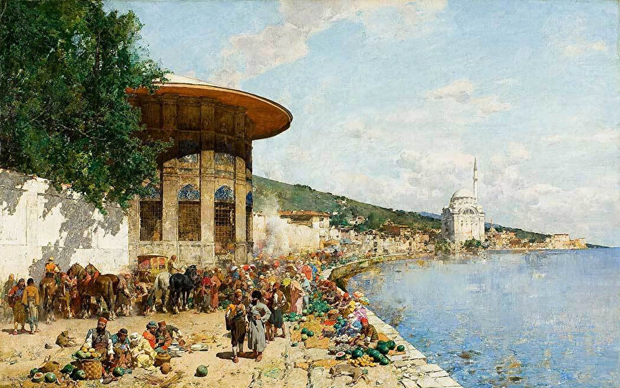 Alberto Pasini, İstanbul, Pazar Yeri, 1887.
