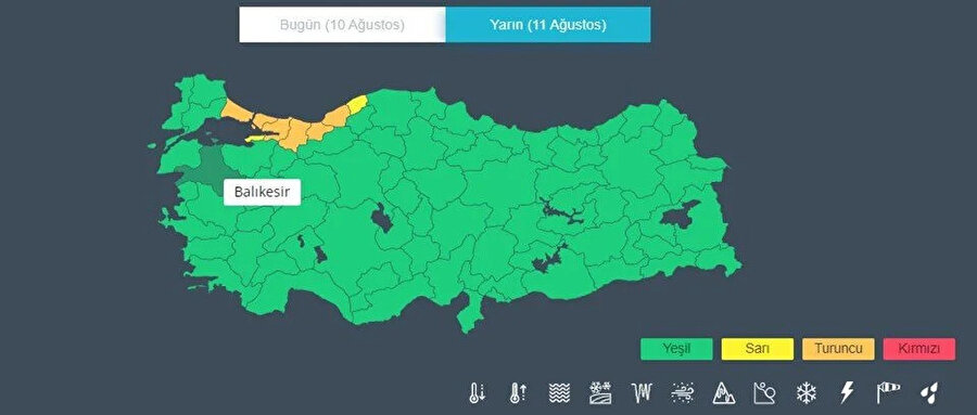 Meteoroloji uyarı haritası