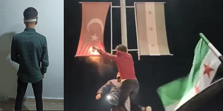 Azez'de bayrağımızı yakmaya çalışanlar yakalandı