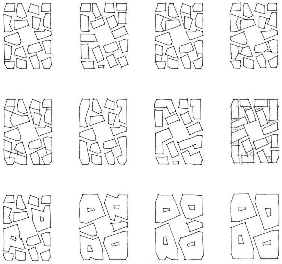 London Design District’in blok formlarının tasarım aşamaları.