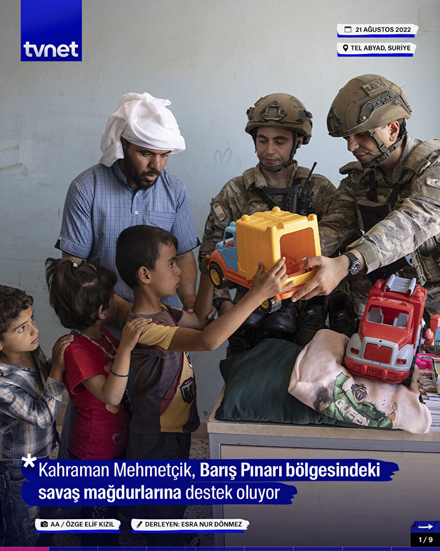 Kahraman Mehmetçik, Barış Pınarı bölgesindeki savaş mağdurlarına destek oluyor