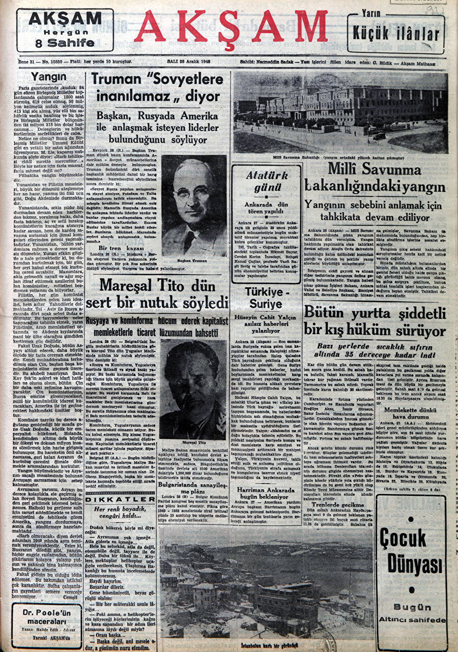 28 Aralık 1948 tarihinde Akşam gazetesinde yayımlanan ilgili yazıda Enis Tahsin, günümüzde de popülerliğini koruyan bir mekâna, Beyoğlu’na odaklanır.