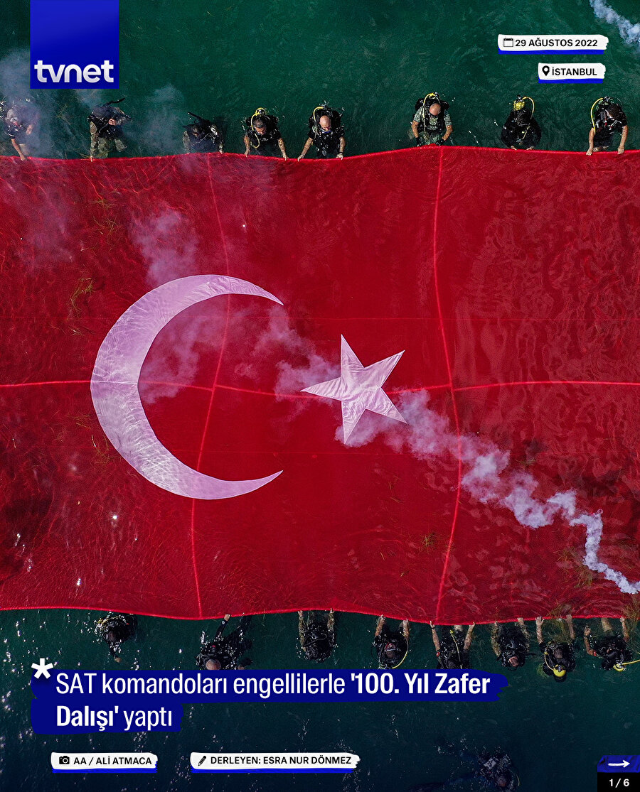 SAT komandoları engellilerle '100. Yıl Zafer Dalışı' yaptı