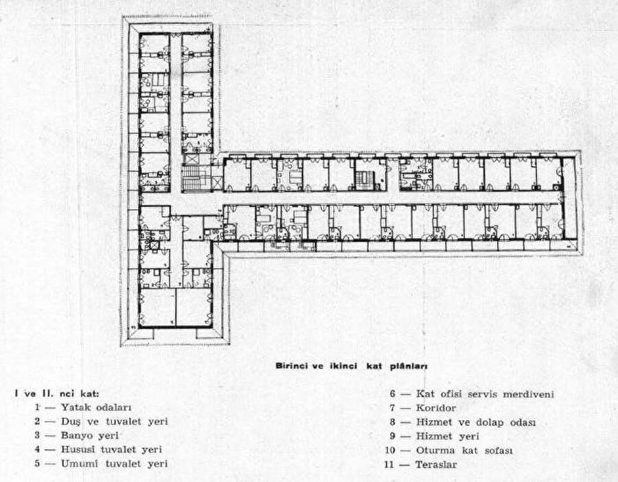 Otelin konaklama birimlerinin olduğu kat planları, Kaynak: Arkitekt Dergisi.