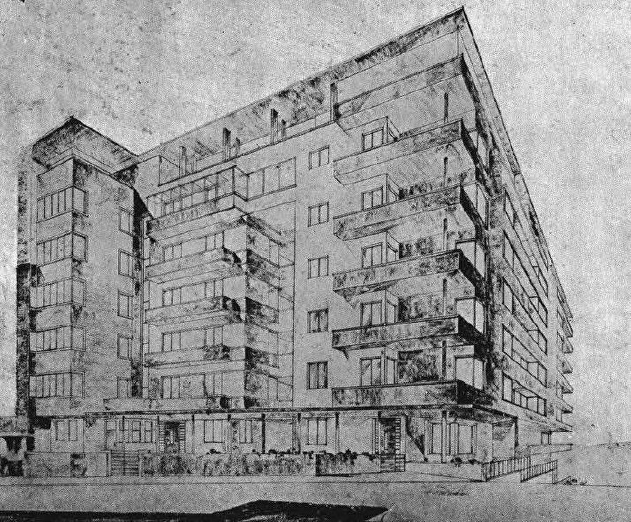 Seyfi Arkan’ın yapıya ait bir desen çizimi, Kaynak: Arkitekt dergisi.