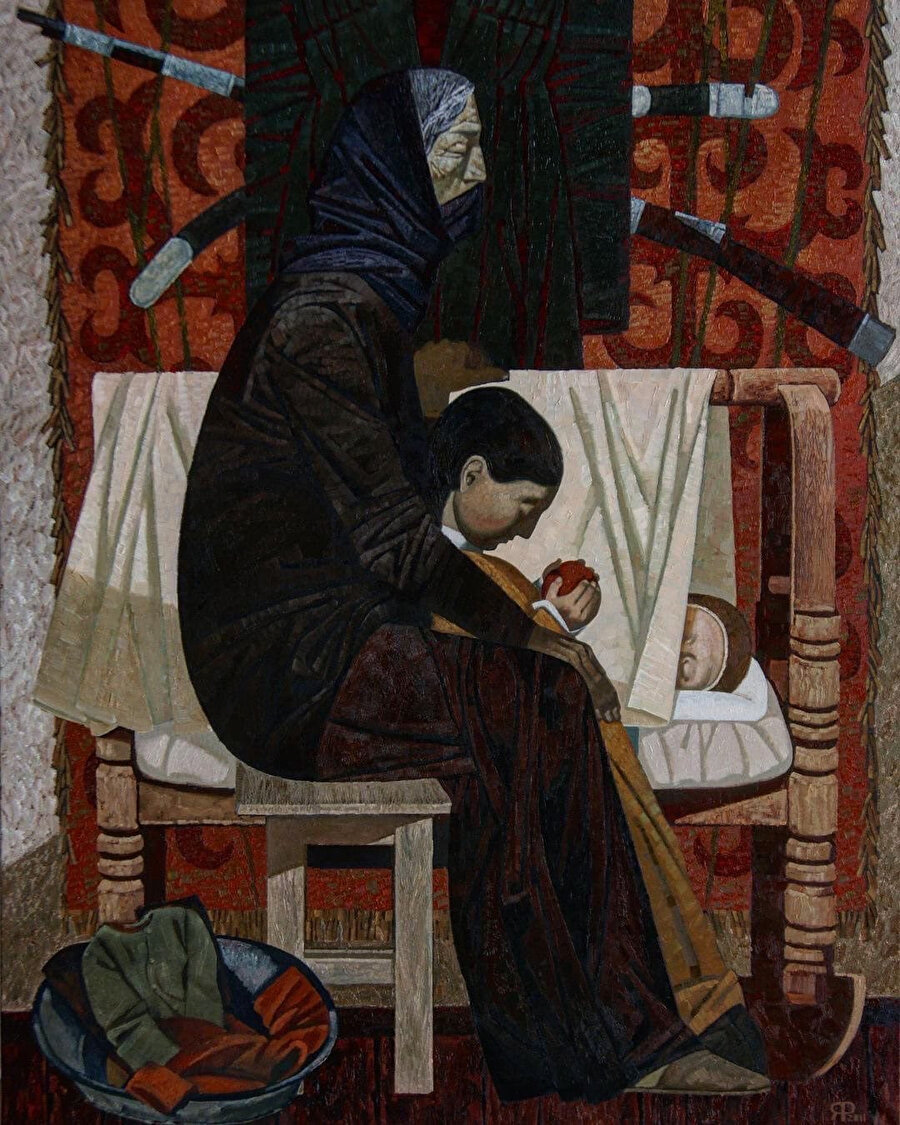 Yakhikhanov, Şeyh Şamil başta olmak üzere Çeçen tarihi içerisindeki birçok önemli kişi ve olayı resimler üzerinden Çeçenlere ve diğer milletlere aktarmaya çalışıyor.