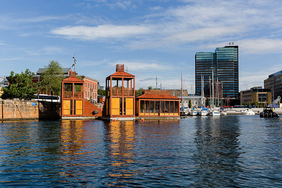 Sauna, limana bağlanarak Osloluların kullanımına sunuluyor.