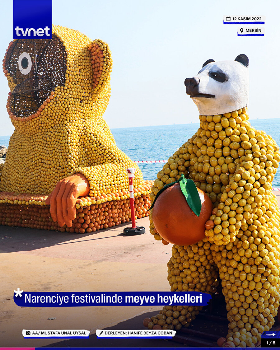 Narenciye festivalinde meyve heykelleri